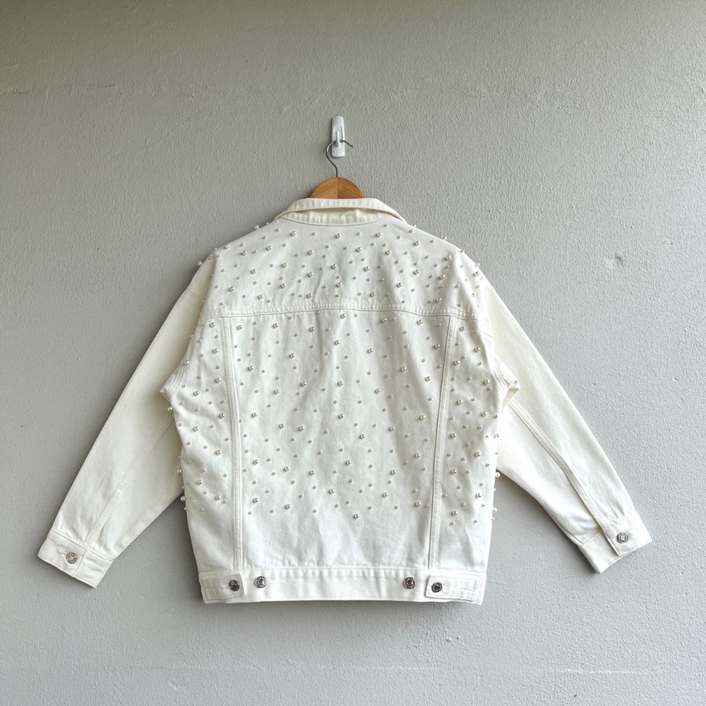 H&M White Jean Jacket with Embellishments